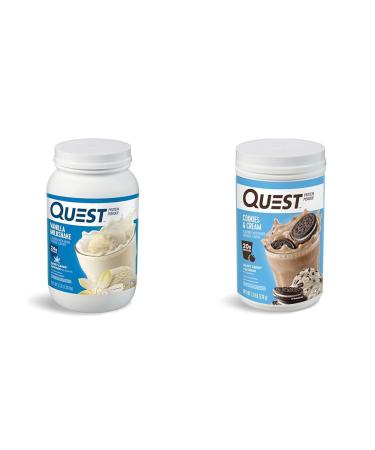 Quest Vanilla Milkshake 24g Protein 3 Pound and Cookies & Cream 20g Protein 1.6 Pound Protein Powders