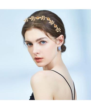 Gold Leaves Flower Head Chain Set for Women - Wedding & Festival Headpiece - Buy Online on GoSupps.com