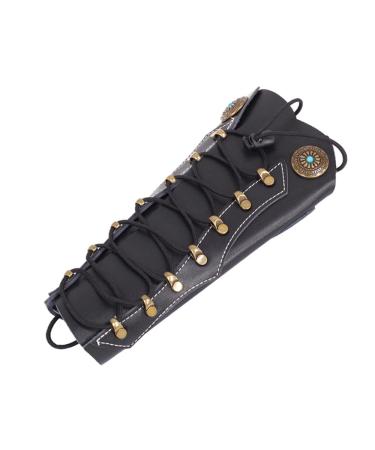 SOPOGER Archery Arm Guard Leather Bow Sleeve Forearm Guard Traditional Protective Armguard Bow Shooting Hand Guard Gear for Adult Youth Men Women Hunting Practice Black