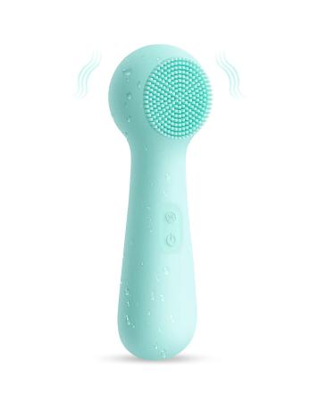Silicone Facial Cleansing Brush Electric Face Cleansing Brush Waterproof Heated Sonic Inchargeable Facial Brushes with 4 Modes for Deep Cleaning and Exfoliating Removing Blackhead Mothers Day Gifts green+medium