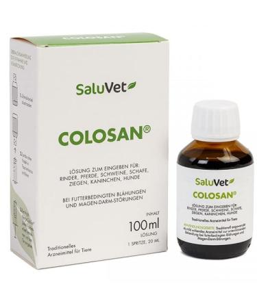 Saluvet Colosan |100 ml |Approved medicine for horses cattle pigs sheep goats rabbits and dogs |For feed-related flatulence and gastrointestinal disorders - Buy Online on GoSupps.com