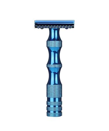 Classic Vintage Double Razor - Smooth Shave Rotatable Handle Rust-Free Easy Blade Change (Blue) - Shop Internationally! - Buy Online on GoSupps.com