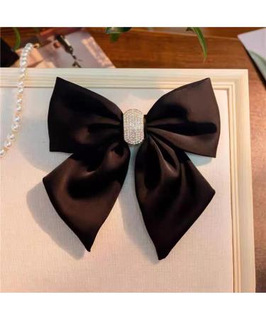 Black Bow Hair Clip for Women Girls Satin Hair Bow Clip for Girls French Barrette Hair Clip Hair Accessories for Women Girls Rhinestone Bow Hair Clips for Women Girls Ribbon Bowknot Hair Clip - Buy Online on GoSupps.com