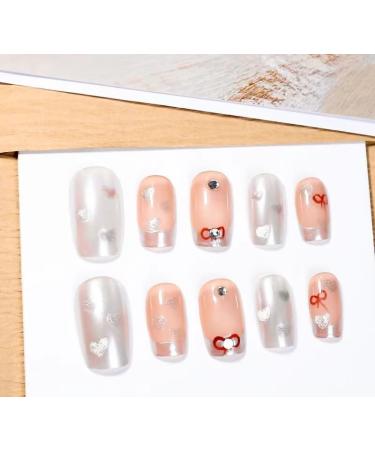 Temperament manicure summer new leather powder stars hand-worn a small white spice girl temperament French square.(XS) - Buy Online on GoSupps.com