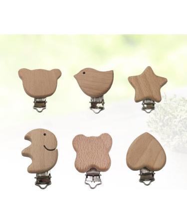 Toyvian 12 pcs Pacifier Clips Wooden Pacifier Clip Baby Teeth Comfor Tools Baby Pacifier Clips Cute Star Heart - Buy Online on GoSupps.com
