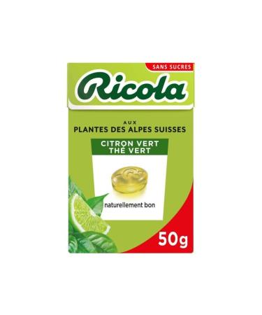 Ricola - Sugar Free Lime Green Tea 50g - Pack of 4 - Special Offer