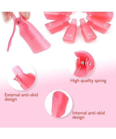 Hanyousheng Acrylic Gel Polish Clips - 10 PCS Nail Art Remover Soak Off UV Manicure Wrap Tool in Rose Red - Buy Online on GoSupps.com