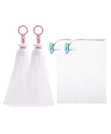 4 pieces Blister Mesh Foaming Net Double Layer Net Easy Bubble Mesh Bag Cleanser Foaming Net