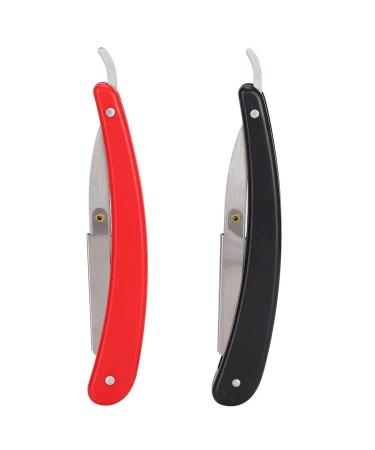 2 pieces of professional portable manual razor holder classic folding beard razor face care tool for men - red & black