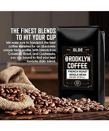French Roast Whole Bean Coffee - Dark Roast - 5 lb Bag for Classic Breakfast House Gourmet Espresso - Roasted in New York - Buy Online on GoSupps.com