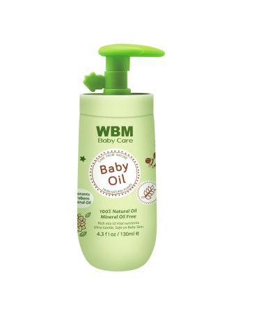 WBM Care Baby Oil  Moisturizing Baby Massage Oil  Mineral Oil Free With 100% Natural Ingredients And Vitamin E - 4.3 fl oz Baby Oil-130ml