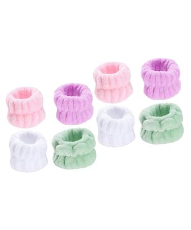 Healvian 8paires Bandeaux De Lavage Peluche Pour Femmes De Serviettes De Poignet Douces Et Absorbantes Pour Maquillage Yoga Spa Et Nettoyage Du Visage