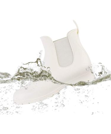 Babaka Women's Waterproof Ankle Rain Boots - Anti-Slip Chelsea Booties in White - Size 5.5 - Buy Online on GoSupps.com