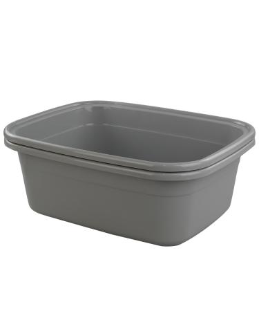 Begale Wash Basin Tub 2-Pack 16 Quart Gray Dishpan Washing Up Bowl 41.7 cm x 32.7 cm x 15 cm