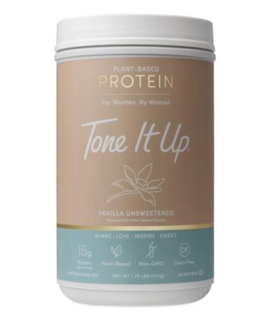 Tone It Up Plant Based Protein Powder - Unsweetened Vanilla - Pea Protein for Women - Gluten Free, Dairy Free, Sugar Free, Non-GMO and Kosher - 15g of Protein x 28 Servings Unsweetened Vanilla 28 Servings (Pack of 1)