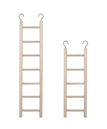 2pcs Wooden Ladder for Bird Parrot Ladder Cage Climbing Toy Birdie Basics (5 Step & 7 Step)