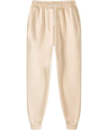 Fleece Sweatsuit for Men - Winter Workout Set Hoodie Joggers Tracksuit Beige - Large - Buy Online on GoSupps.com