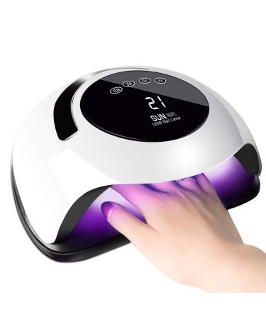 Sinzon 120W nail dryer LED/UV lamp for nails professional nail lamp with 4 timer touchscreen removable magnetic plate with auto sensor 33 LEDs large LCD screen all gel nail polish 1 piece (1 Pack)