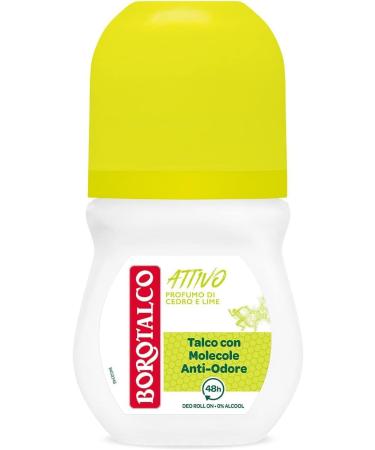  Italian Gourmet E.R. Borotalco Active Roll-On Deodorant Yellow Talcum Powder with Odour Molecules Fresh Effect 48H Effective Alcohol Free Cedar Lime Scent 6 x 50 ml + Italian Gourmet - Buy Online on GoSupps.com