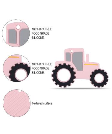 AmazingM Car Series Silicone Teething Toy for Babies 3 Months+ - BPA Free Tractor Pink Chew Teether - Buy Online on GoSupps.com