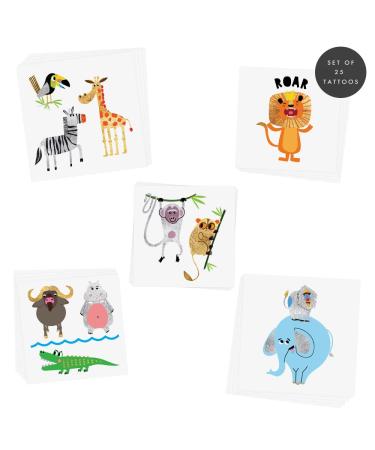 Safari Adventure Variety Set - 25 Premium Waterproof Metallic Kids Temporary Tattoos | Animal Party Foil Gold/Silver/Black Flash Tattoos - Buy Online on GoSupps.com