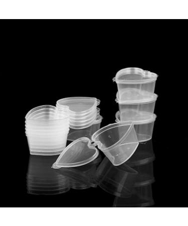 YAIKOAI 50 Pieces Disposable Sauce Cups Plastic Seasoning Portion Cup Plastic Jello Shot Cups Souffle Condiment Container with Lids Heart Shaped or Party, Picnic, Barbeque, Tasting Events-45ml