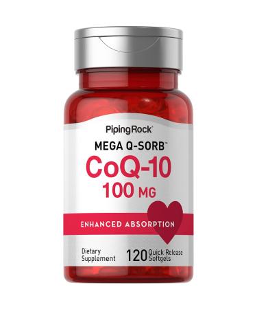 Piping Rock CoQ10 100mg | 120 Softgels | with Black Pepper Extract | Non-GMO Gluten Free Supplement