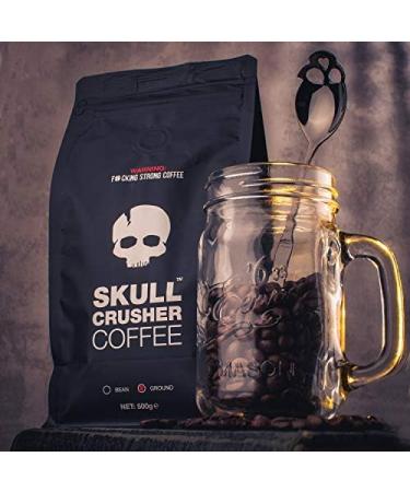 Skull Crusher Coffee | Ground Coffee (500g) | Warning: World's Strongest Coffee | Rainforest Alliance Certified Strong Coffee | High Caffeine Ground Coffee - Buy Online on GoSupps.com