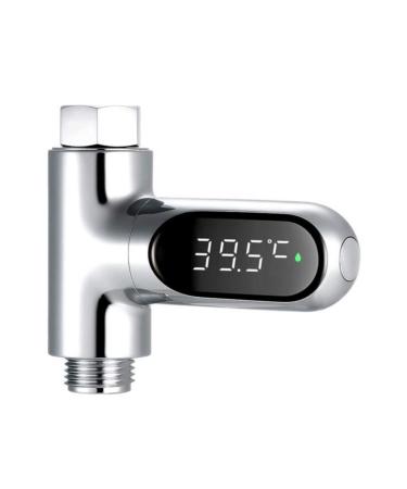 LED Digital Shower Temperature Display Baby Bath Water Thermometer Celsius/Fahrenheit Display For Home Kitchen Bathroom 8.1*8*3cm Silver
