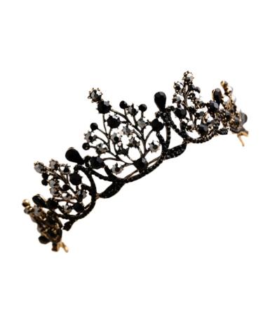 Minkissy Baroque Crown - Retro Gothic Rhinestone Black Crystal Queen Crown for Cosplay Party & Halloween - Buy Online on GoSupps.com