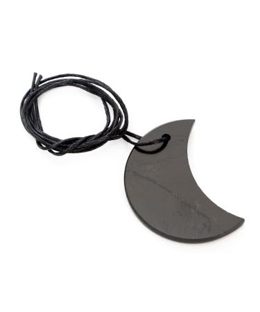 Shungite Pendant Healing Stone for Chakra and Energy Balancing (Half Moon)
