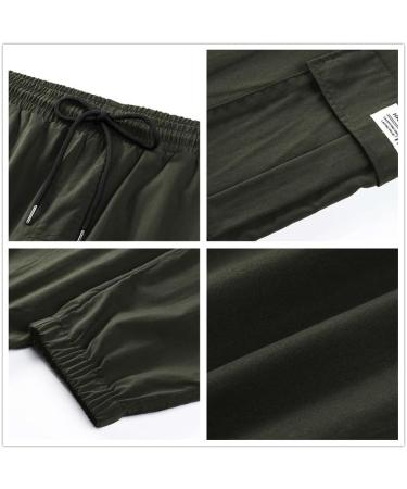 Elegancity Mens Cargo Trousers Regular Fit Drawstring Sweatpants with Pockets - A-green-2 | Sizes 38-46 - Buy Online on GoSupps.com