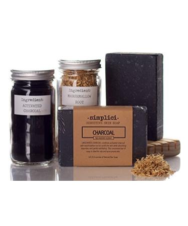 Simplici Activated Charcoal Unscented Bar Soap 6 Pack - 15% Coconut Oil - Acne Eczema Psoriasis Safe - Palm Oil Free - Body Wash for Oily Skin - 4.5 oz Bars - Buy Online on GoSupps.com