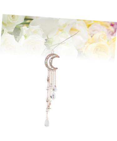 minkissy Wedding girl headpiece wedding barrette tassel hair pin bridal hairpin bead tassel barrette crystal charms hair clip tassel drop hairpin wedding headdress pendant moon Crystal - Buy Online on GoSupps.com