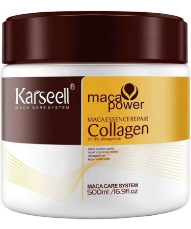 Karseell Collagen Hair Mask Deep Repair Conditioning Treatment Argan Oil Collagen Hair Mask Essence for Dry Damaged Hair All Hair Types 500ml (16.90 fl.oz)
