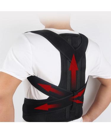 Posture Corrector for Men & Women - Back Brace & Shoulder Support Trainer for Neck Pain Relief - Large Black - Buy Online on GoSupps.com