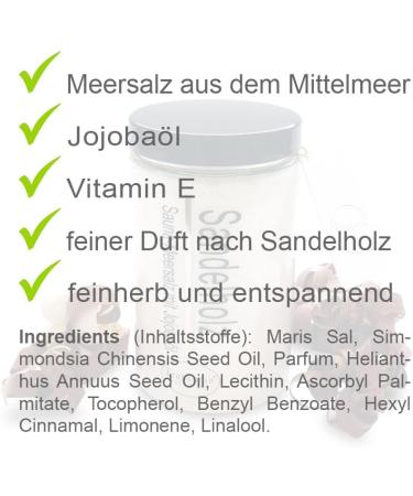 Frankonia Bath & Spa Sauna Salt Peeling - Sandalwood 400g | Vegan Body Scrub with Jojoba Oil & Vitamin E | Paraben-Free Sea Salt Exfoliant for All Skin Types - Buy Online on GoSupps.com