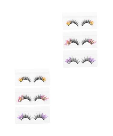 FRCOLOR Eye Glitter Pairs Fluorescent False colored lash extensions fluffy false Fluffy Wispy false High-grade fiber sequins 3d European and Wispy Glitter Lashes