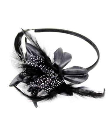 Arranview Jewellery Ladies black fascinator in chiffon with feather tendrils on a headband