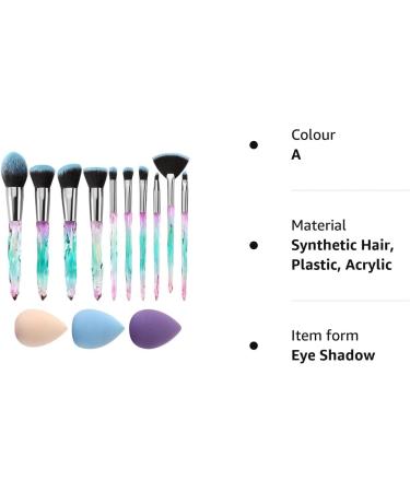 Glamour Gaze 10Pcs Crystal Handle Makeup Brush Set with Blender Sponge - Eyeshadow, Eyebrow, & Foundation Brushes for Flawless Beauty - Buy Online on GoSupps.com