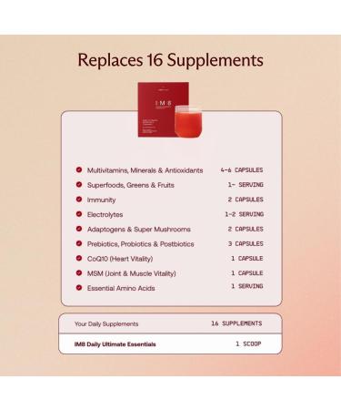 IM8 Daily Ultimate Essentials All-in-One Multivitamin Supplement 92 Nutrient Rich Ingredients CoQ10 Probiotics Vitamins Greens Gluten Free Vegan Acai Mixed Berry (30 Servings Travel Packs) 30 Travel Packs - Buy Online on GoSupps.com