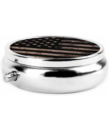 IBILIU American Flag & Desert Camouflage Pill Case - Portable 3 Compartment Metal Vitamin Organizer | Travel-Friendly 2x2 Inch Pill Box - Buy Online on GoSupps.com