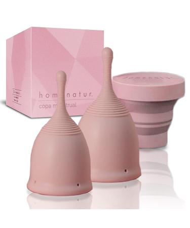 Homecature menstrual cup - set with 2 menstrual cups in sizes S and L and foldable sterilizer - medical silicone - reusable convenient and safe - multifunctional