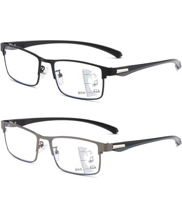 Koosufa Multifocus Anti-Blue Light Reading Glasses for Men & Women - Metal Frame Workplace Glasses | 1.0 to 4.0 Strength Options - Buy Online on GoSupps.com