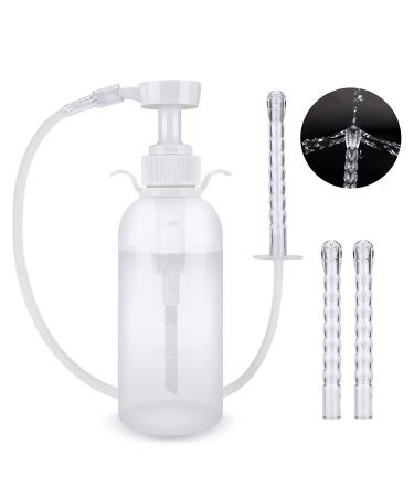 300ml Vaginal Douche Cleaner - Anal Douche Vagina Cleaning Kit, 3 Nozzle Tips - Reusable Manual Pressure Enemas for Douche, Water Colon Cleansing Gifts for Women(300ml/10.1oz)