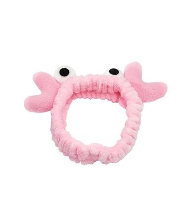 CJKDXDH Spa Headband for Washing Face Cute Crab Eyes Skincare Headband for Women Girls Microfiber Makeup Headband Creative Hair Accessories (Pink)