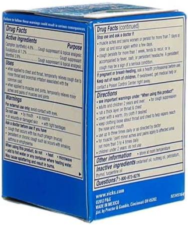 Vicks VapoRub Ointment 3.53 Oz Jar - Soothing Relief (1 Jar) - Buy Online on GoSupps.com