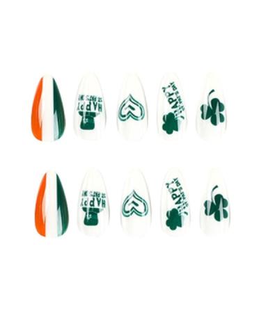 24 Pcs Nails-St. Patrick's-Day Fake-Nails with Designs Acrylic Nails On Nails False Nails for Women False Nails Medium Length with