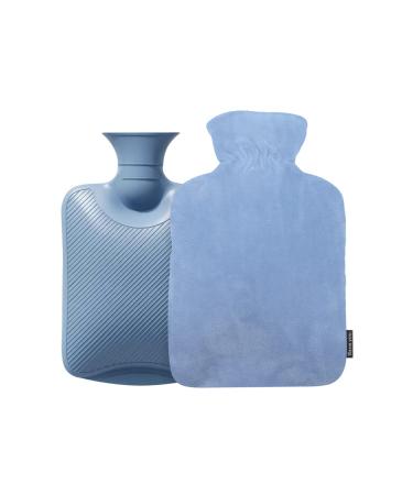1L Hot Water Bottle with Soft Cover - 1000ml Hot Water Bag Warm Water Rubber Bottle with Removable Covers for Hand & Feet & Bed Warmer Gifts for Kids Men & Women Hot & Cold Compress Pain Relief 1000ml-Blue