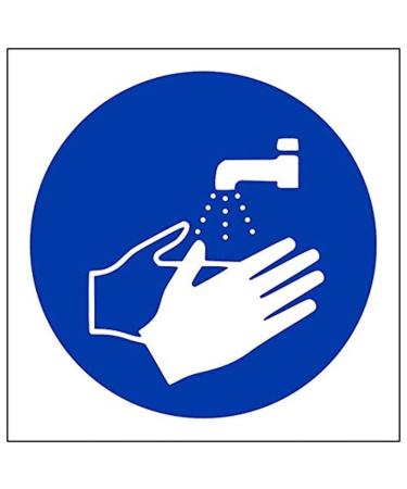 V Safety Eco Friendly Mandatory Catering - Wash Hands Logo - 100 x 100 mm Safety Sign HIPS Plastic 2mm 100x100mm